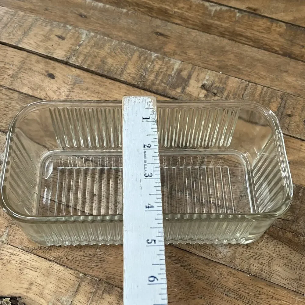1940s Federal Glass Clear Ribbed Vegetable Harvest Refrigerator Dish